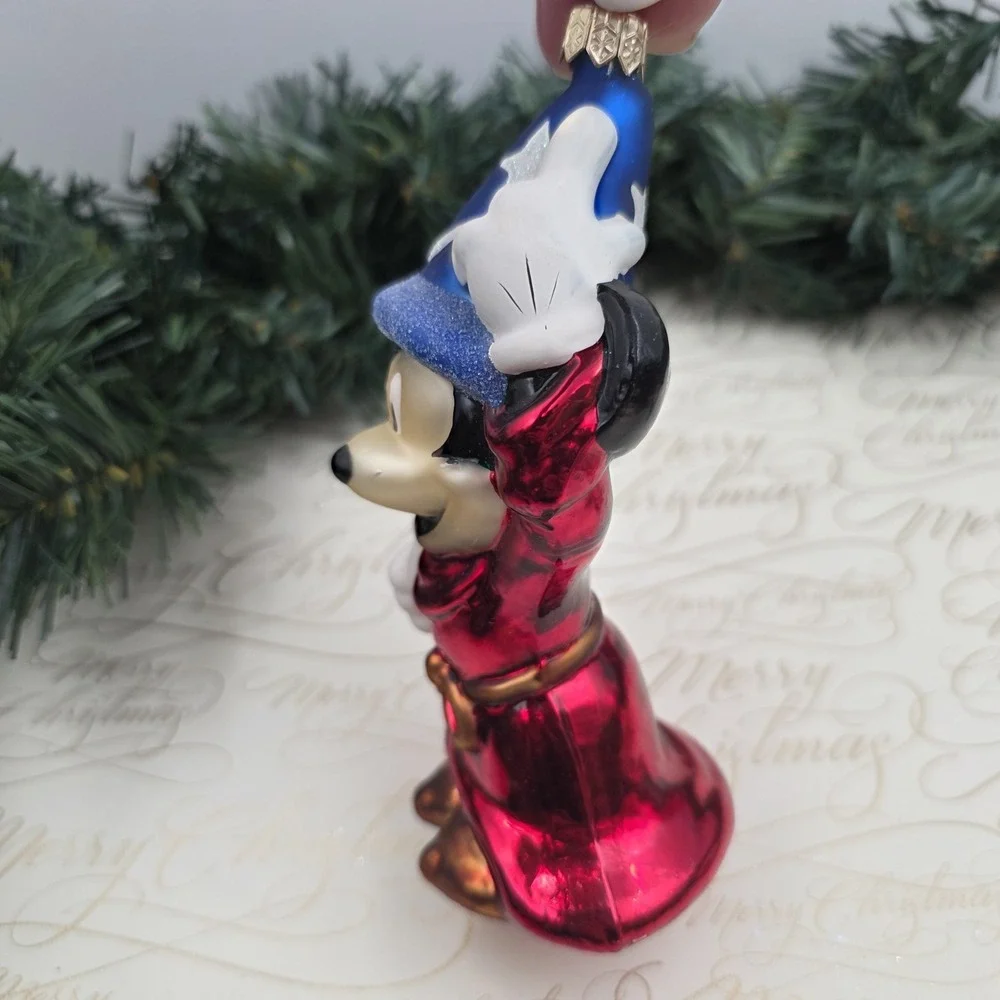 1999 Christopher Radko Disney Fantasia Sorcerer Mickey Brooms Glass Ornaments